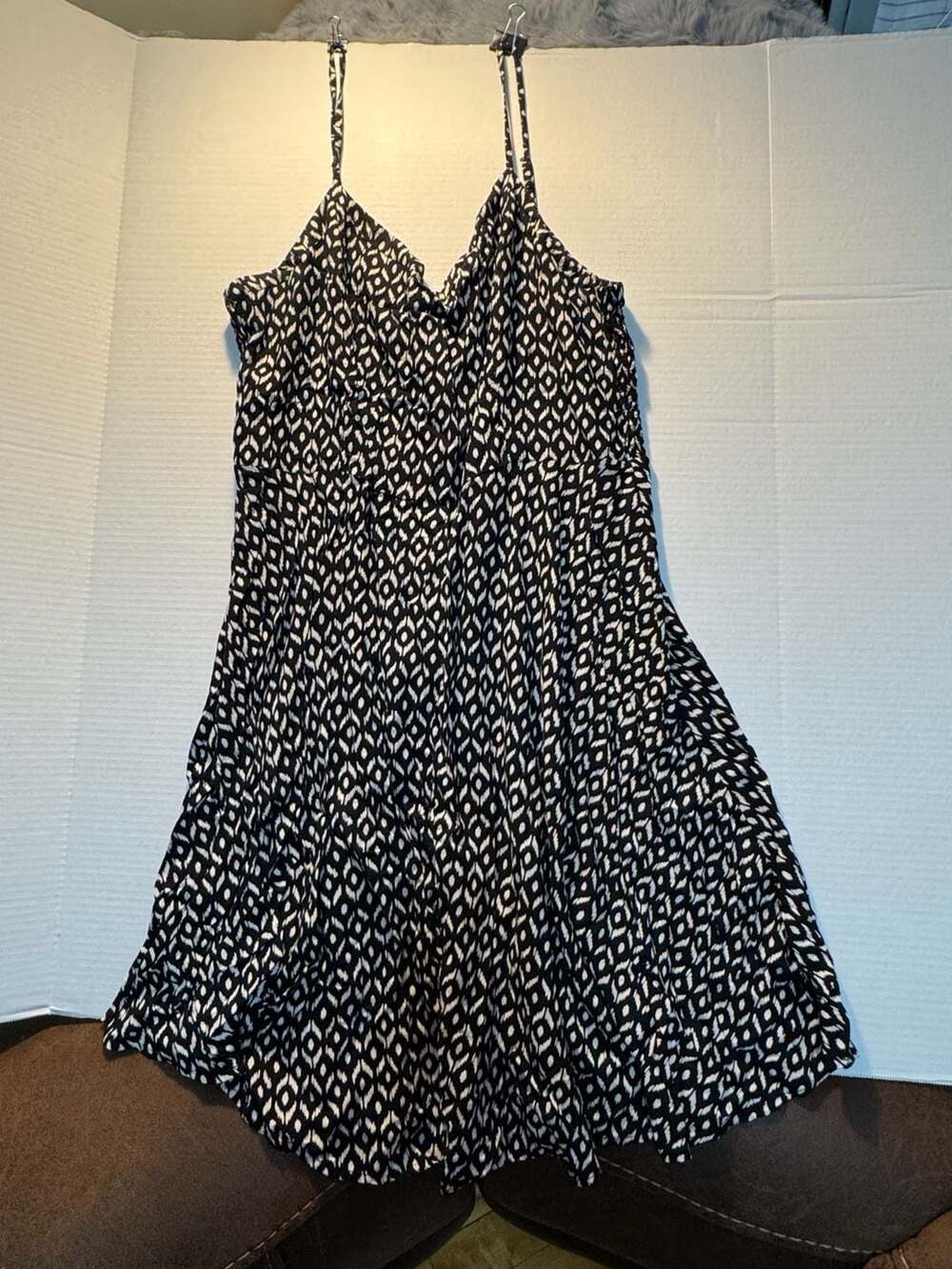 Old Navy Cami Fit and Flare Dress Size XL Black Print Geometric